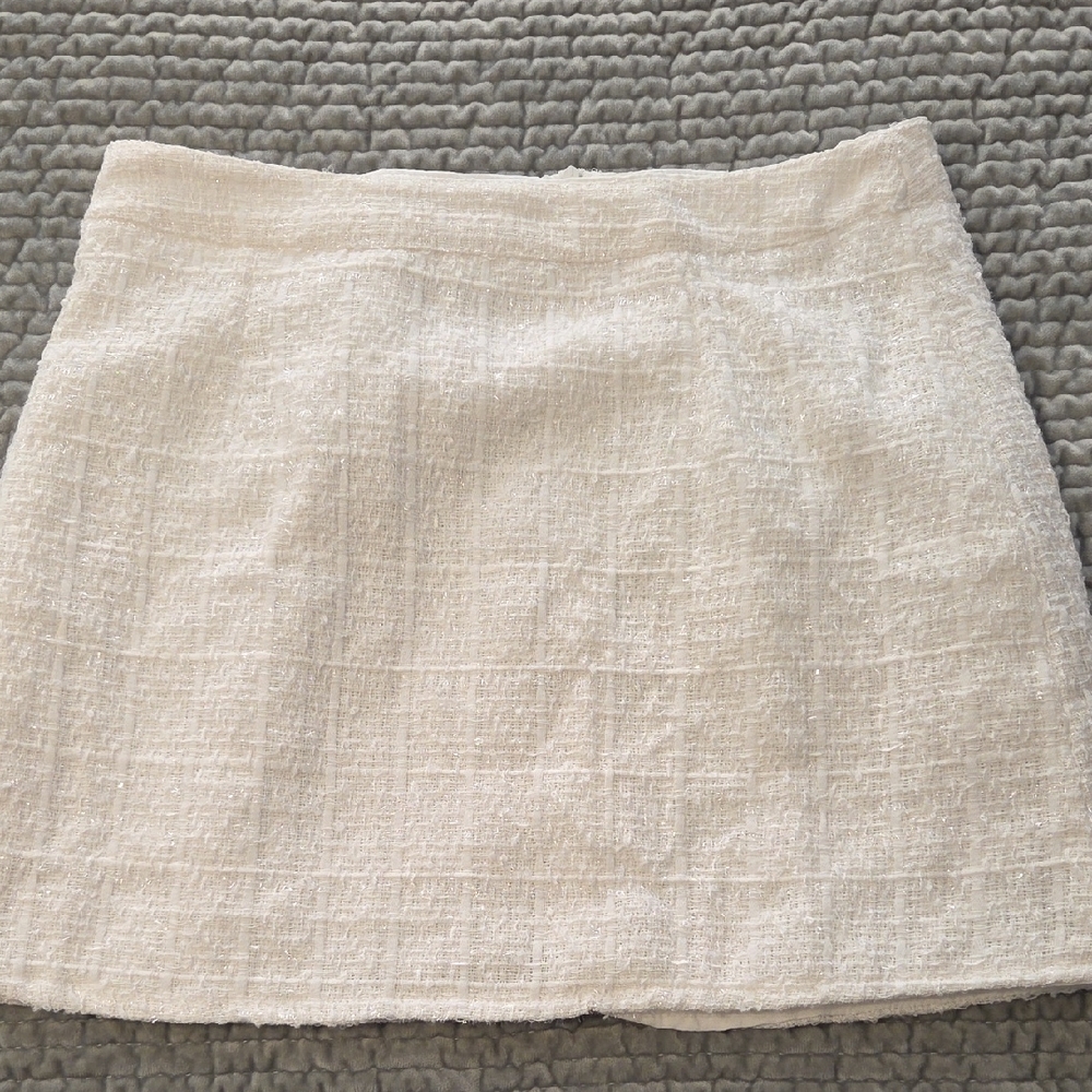 Classic Cream Tweed Mini Skirt